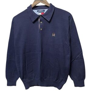 Tommy Hilfiger plain blank navy Small logo Vintage 2000s collared polo sweater